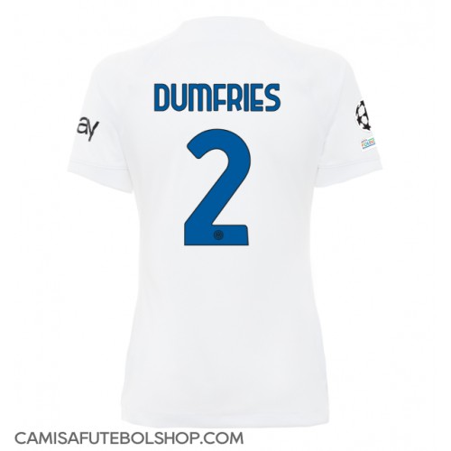 Camisa de time de futebol Inter Milan Denzel Dumfries #2 Replicas 2º Equipamento Feminina 2023-24 Manga Curta